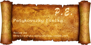 Petykovszky Etelka névjegykártya